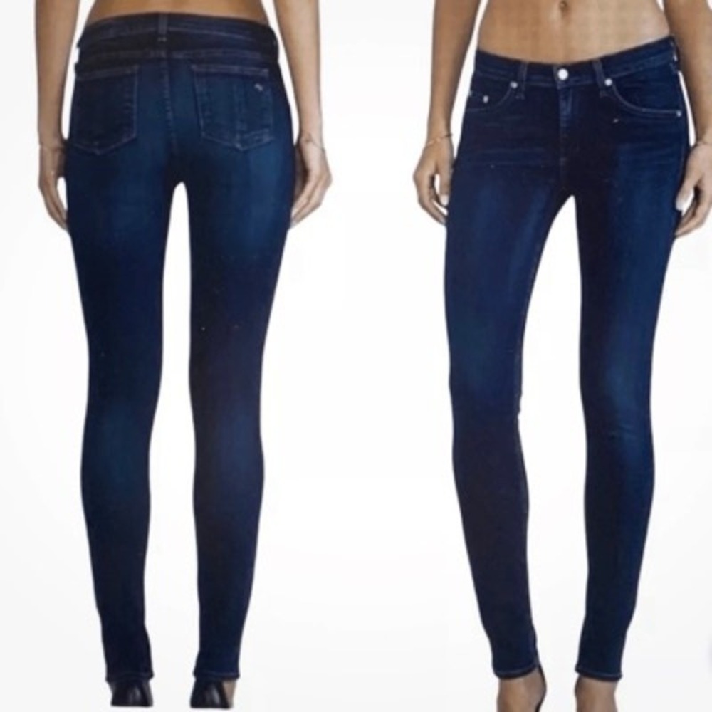 Rag & Bone Harrow Olive Skinny Jeans Stretch Denim Dark Wash Sz 24 Designer